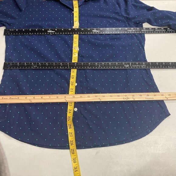 OLD NAVY Women’s Button Up Shirt Blue With Green Polka Dots Size Large - Picture 3 of 6